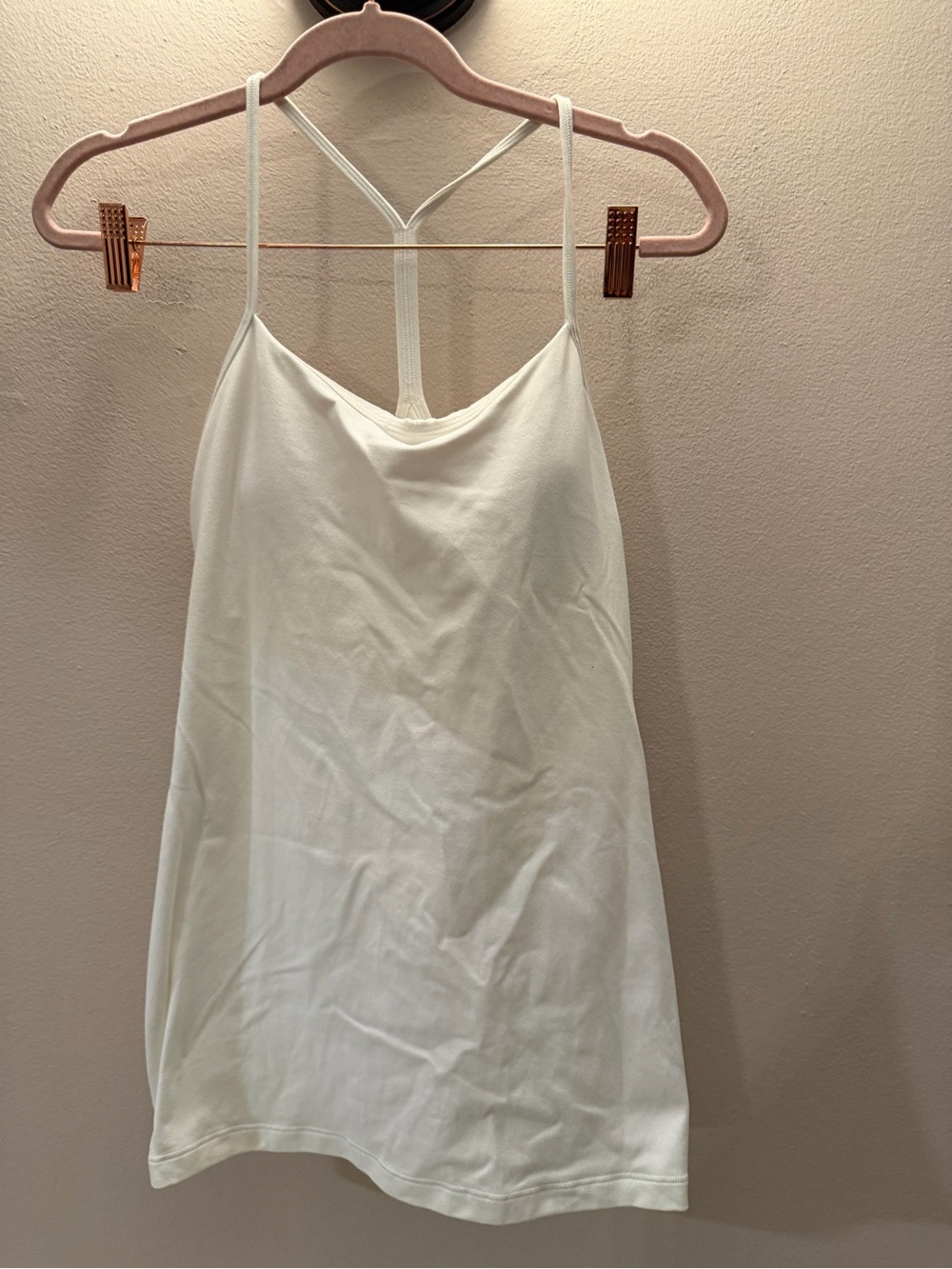 Lululemon Power Y Tank Top White Built-In Shelf Bra Racerback Sz 4